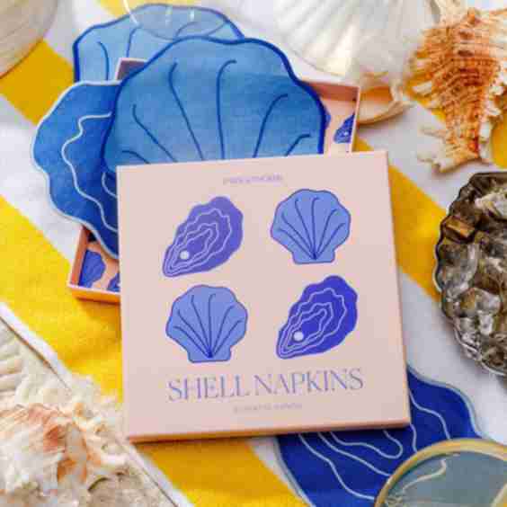 Set Of 4 Shell Cocktail Napkins