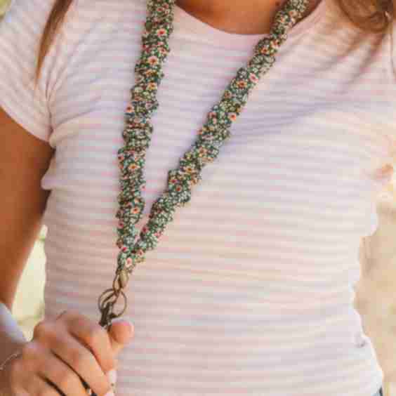 Green Floral Lanyard