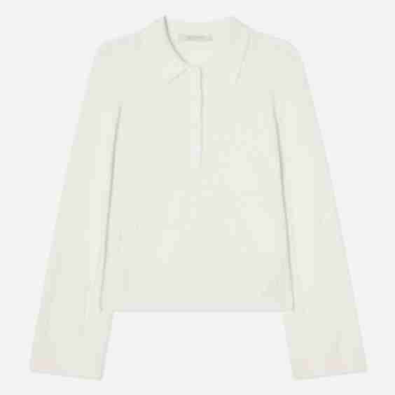 Clarice Cable Merino Polo Sweater