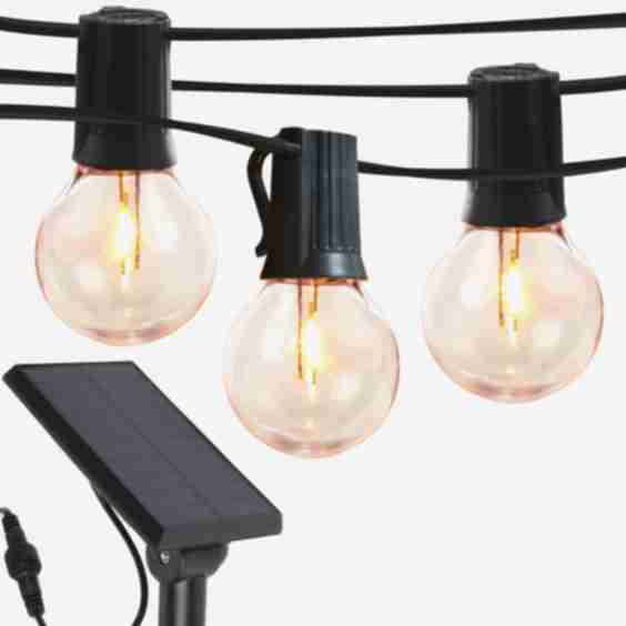 Ambience Pro - Waterproof Solar LED Outdoor String Lights – 1W Retro Edison Filament Bulbs - 27 Ft Globe Lights Create Bistro Ambience in Your Yard, Pergola