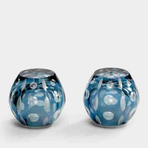 Perla Hand-Engraved Crystal Salt and Pepper Shakers (Set of 2)