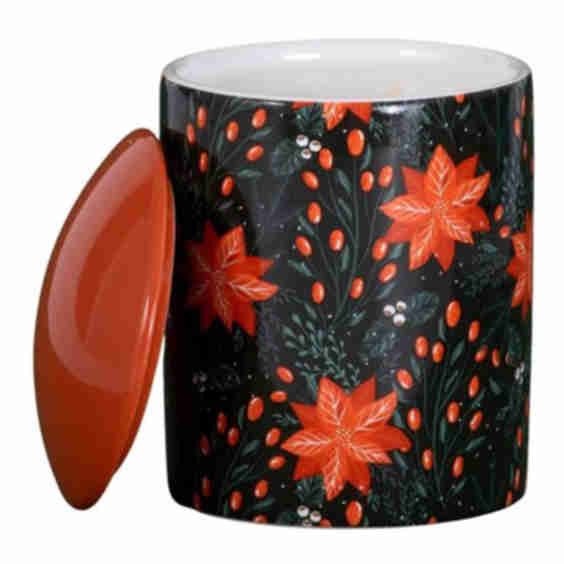 Poinsettia Medium Ceramic Candle