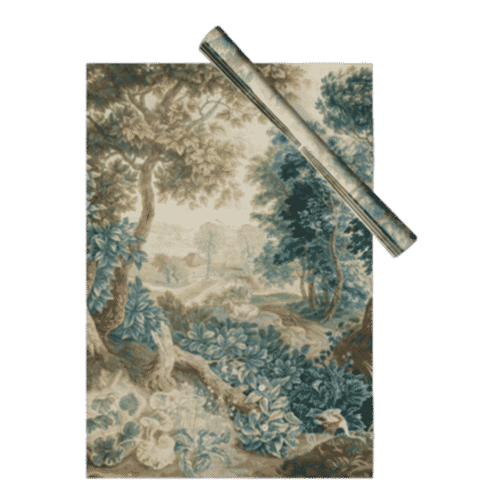 Antique 18th Century Flemish Verdure Tapestry Wrapping Paper by Archipelago