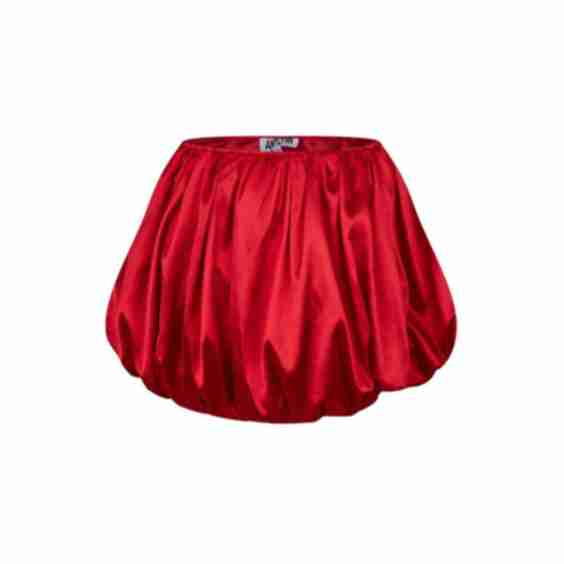 Claudia Red Satin Ultra Mini Puffball Skirt