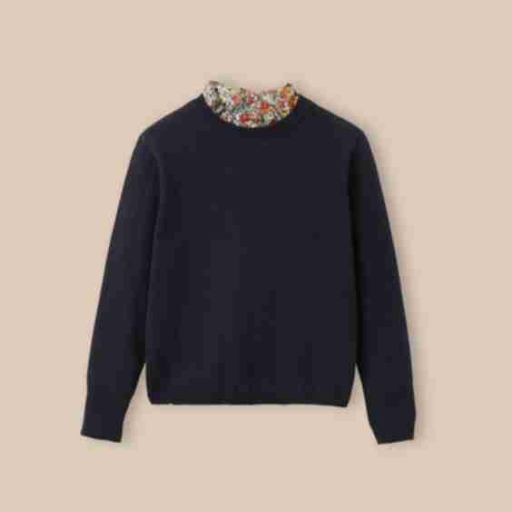 Pull Fille col tissu Liberty