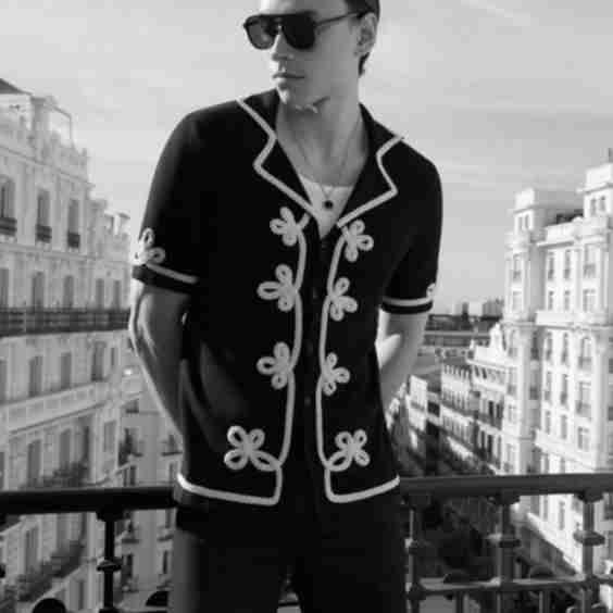 Embroidery Lace Knitted Polo