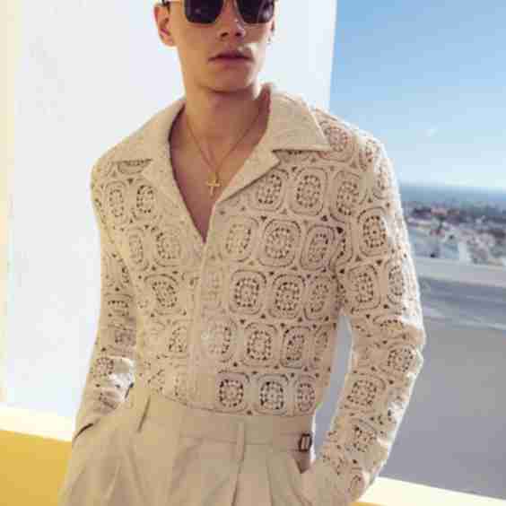 Square Bohemian Crochet Geometric Long Sleeve Shirt