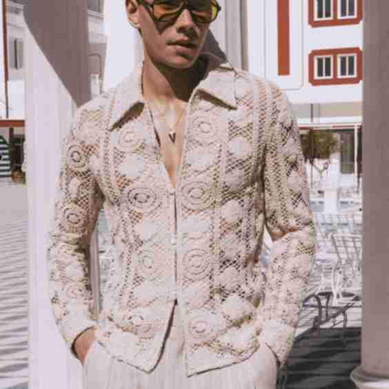 Long Sleeve Circular Crochet Shirt