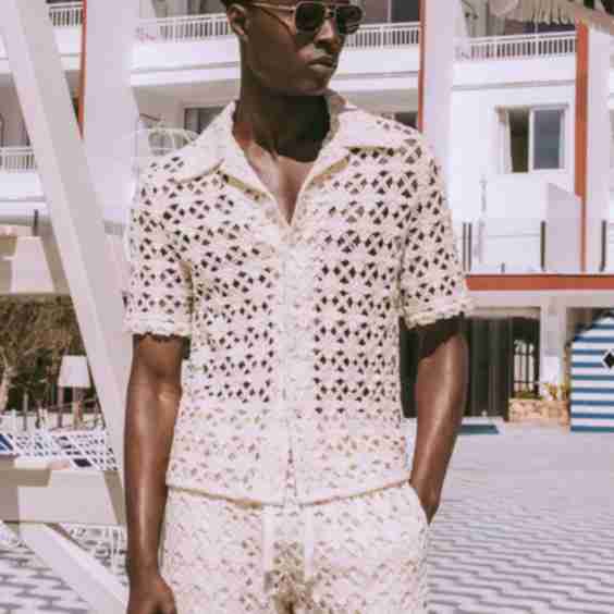Geometric Crochet Cuban Shirt