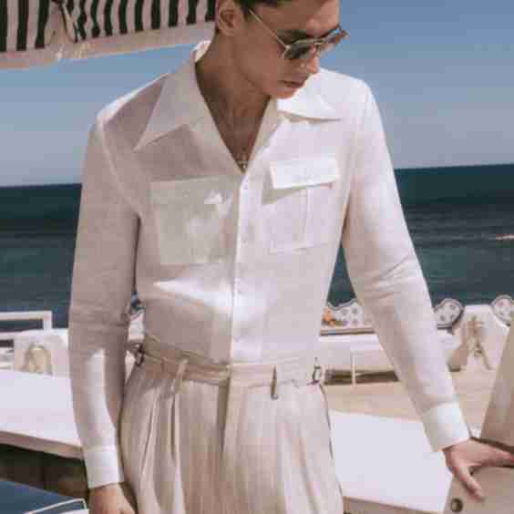  Long Sleeve Cuban Collar Shirt