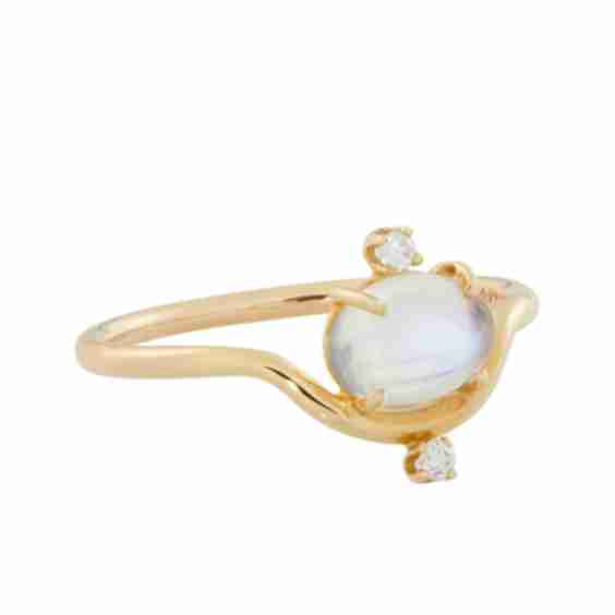 Nestled Moonstone & Diamond Ring