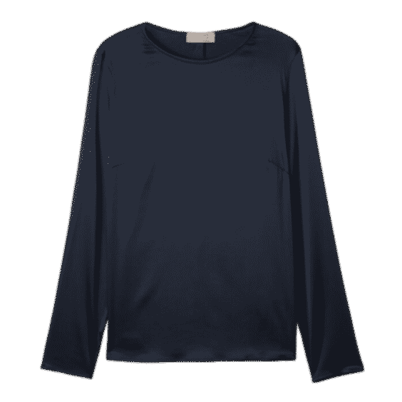 Crewneck Blouse in Silk Satin