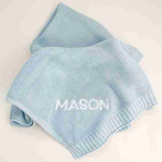 Monogrammed Knit Baby Blanket