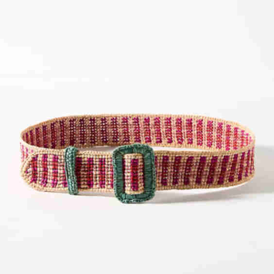 Gingham Raffia Belt