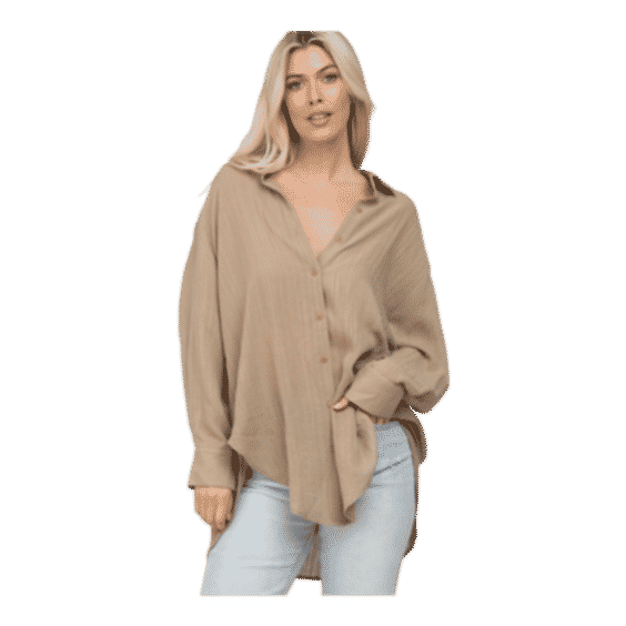 Lightweight Sheer Button Down Blouse