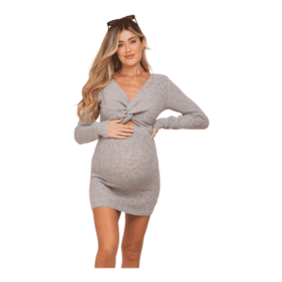 Knit Knotted Front Maternity Sweater Dress