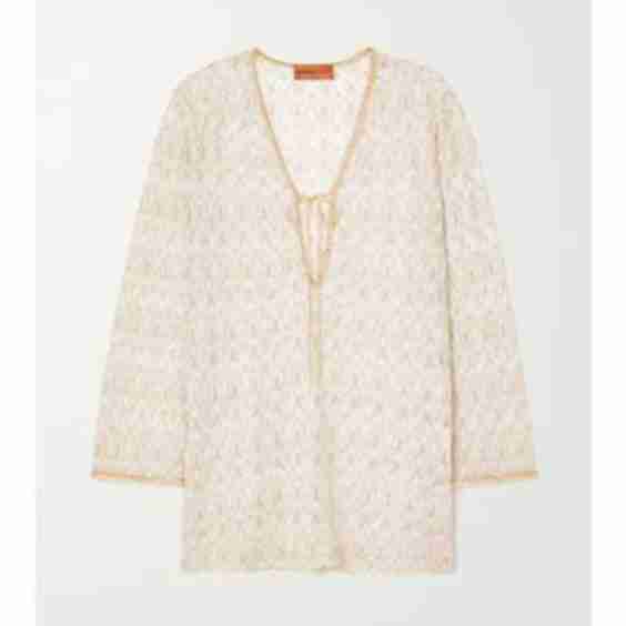 Mare Metallic Crochet-Knit Kaftan