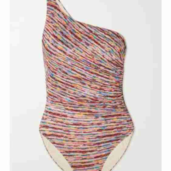Mare One-Shoulder Metallic Crochet-Knit Swimsuit
