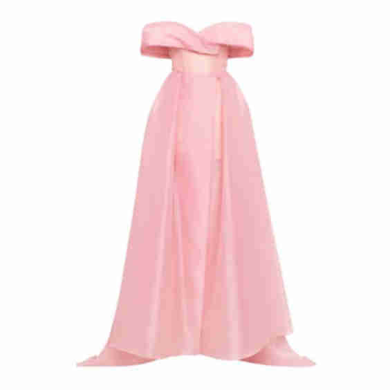 Sophisticated Off-The-Shoulder Misty Rose Maxi Dress