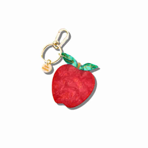 Hand Painted Apple Bag Charm Keychain Eco Friendly