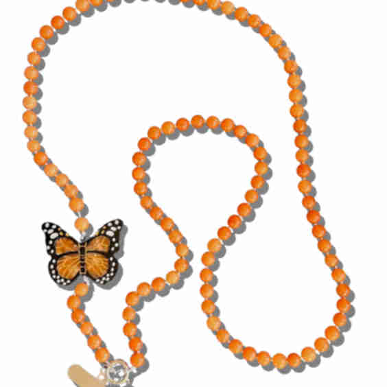 Hand-painted Monarch Butterfly Gemstone Crossbody Phone Chain