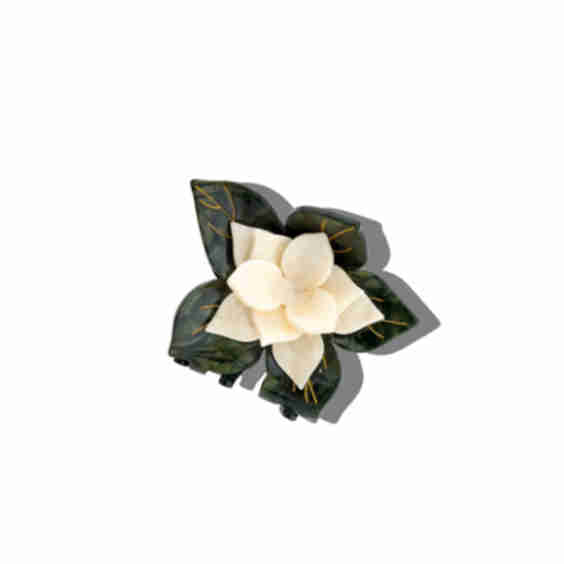 Hand Painted Origami Magnolia Flower Hair Clip
