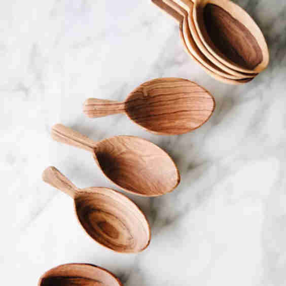 Wild Olive Wood Petal Scoop Set