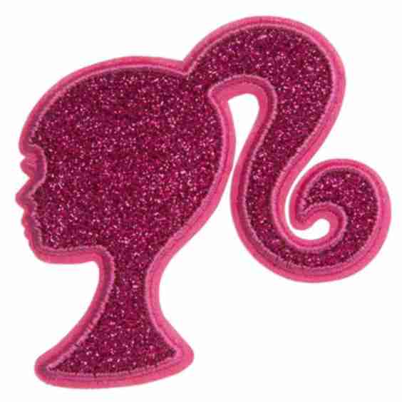 Pink Glitter Barbie Silhouette Iron-On Patch
