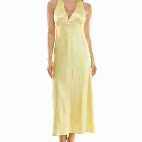 Juniors V Neck A Line Satin Midi Dress