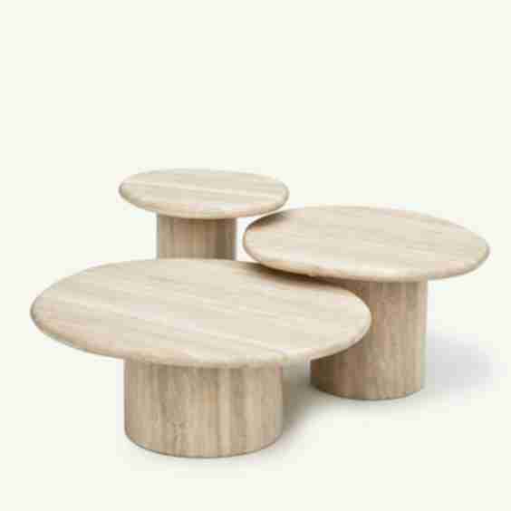 Agnes Coffee Table, Set Of 3 Italian Travertine