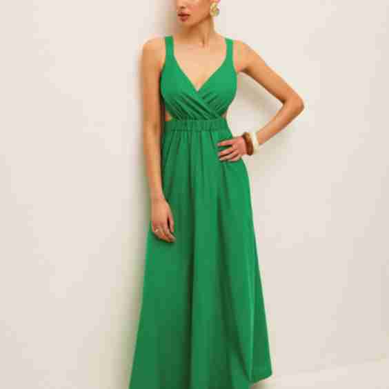 Cotton Linen Back Tie Detail Dress