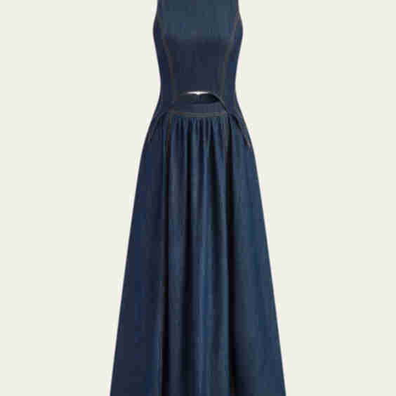 Denim Cut-Out Midi Dress