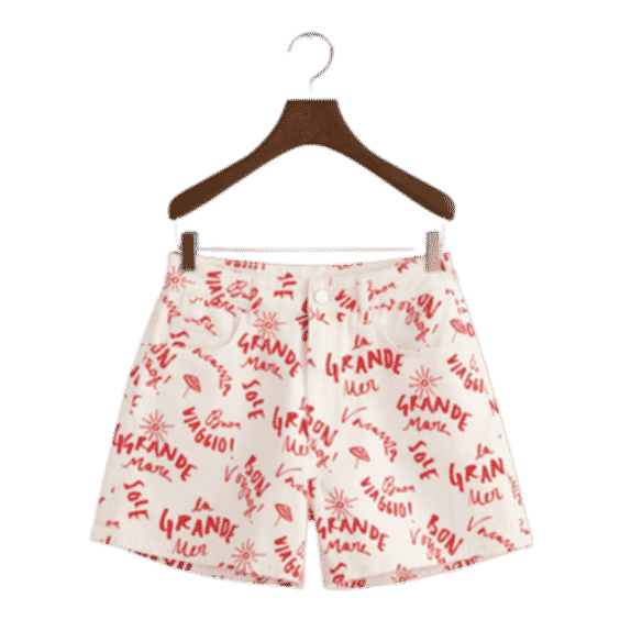 Text Print Shorts