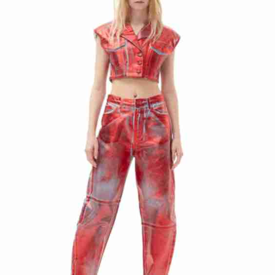 Red Foil Denim Vest