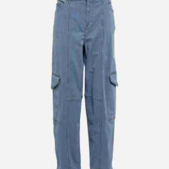 Striped High-Rise Wide Jeans