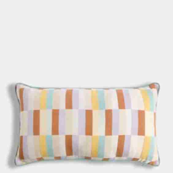 Pure Cotton Geometric Bolster Cushion