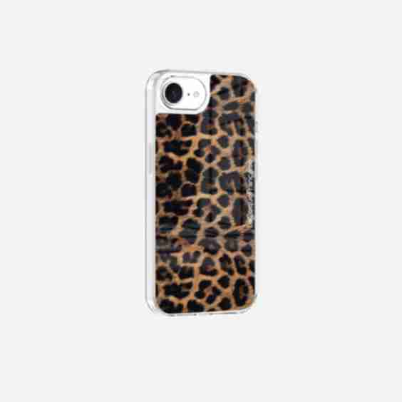 Coque Sans Anneaux Imprimee Leopard Noir Et Brun