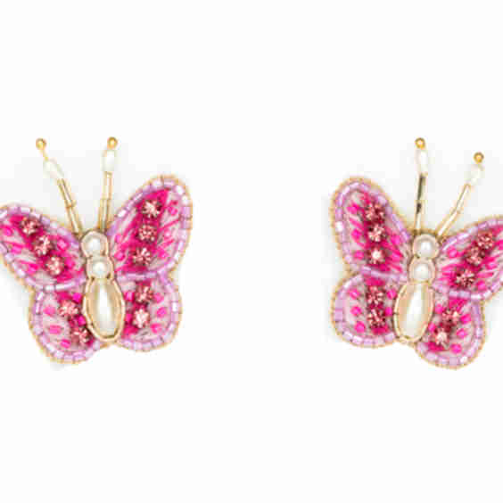Beth Ladd Pink Pearl Butterfly Studs