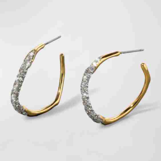 14ct Gold-Plated Two Tone Pavé Hoop Earring