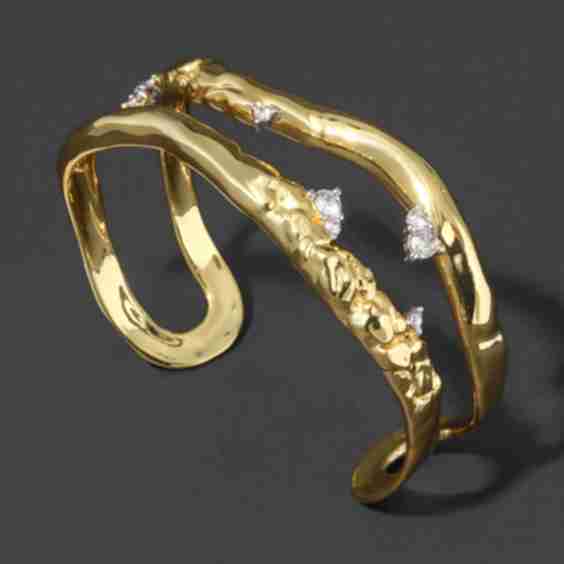 Brut Crystal Thorned Open Cuff Bracelet