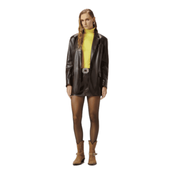 Brown Leather Effect Mini Skirt