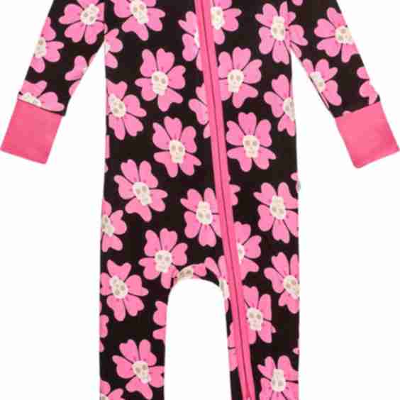 Winifred Skull Floral Fitted Convertible Footie Pajamas