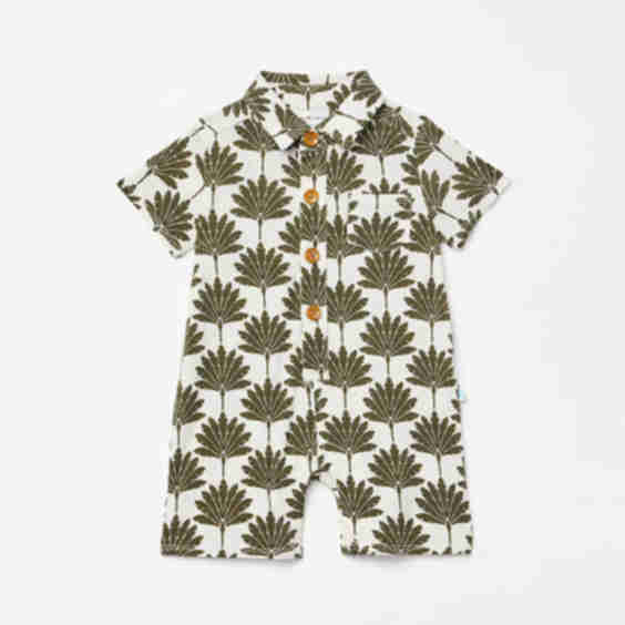  X LOFT Palm Short Sleeve Collared Henley Romper