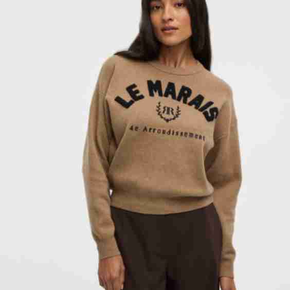 Long-Sleeve Crew-Neck Sweater With Embroidery