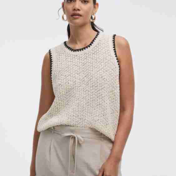 Crew Neck Tank With Contrast Trims