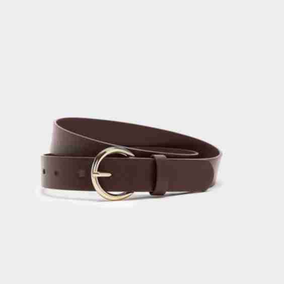 Faux Leather Belt with Round Buckle