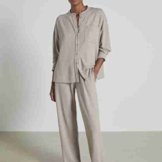 Felicity Thermal Jersey Grandad-Collar Shirt