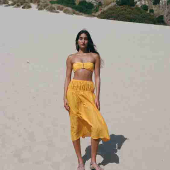Luna Bandeau High Waist Two Piece Swimsuit Deep