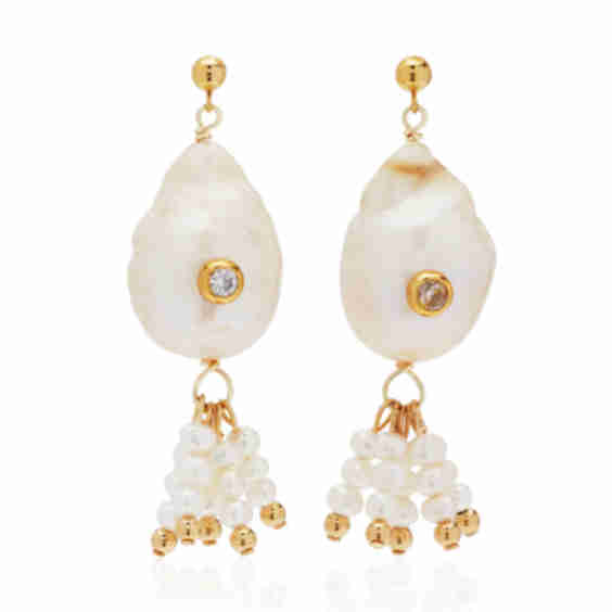 Luli Pearl Crystal Gold-Plated Earrings