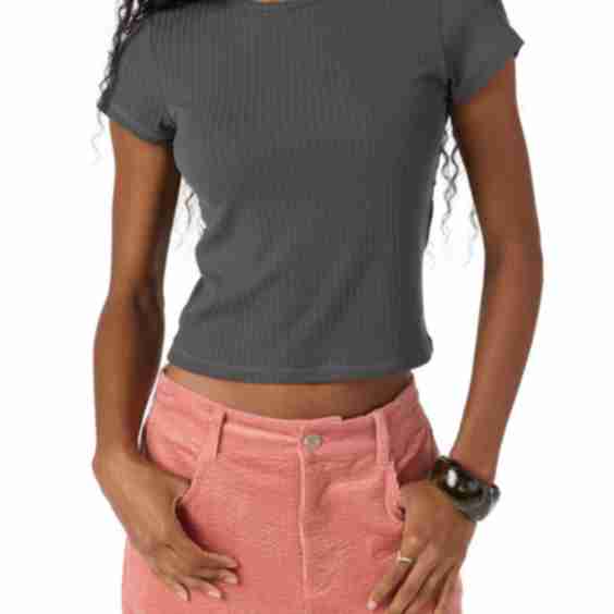 Monette Pointelle Rib Crewneck T-Shirt